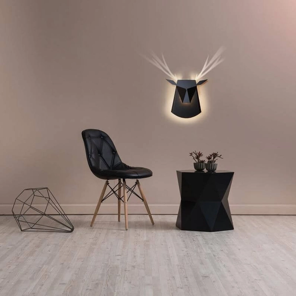 Lampa ścienna ORIGAMI DEER-B metalowa jeleń LED 6W 3000K kinkiet czarny