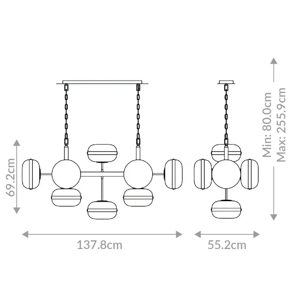 Szklana lampa wisząca Nottingham QN-NOTTINGHAM-10LP-AB złoty przezroczysty