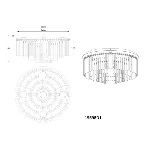 Sufitowa lampa szklana GORLEY 15698D1 do salonu przydymiona