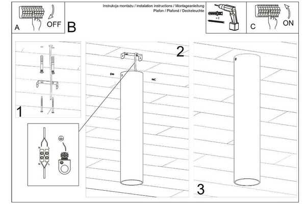 LAMPA sufitowa SL.0435 metalowa OPRAWA tuba downlight biała