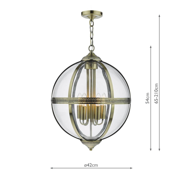 Salonowa lampa wisząca Vanessa VAN0575 Dar Lighting przezroczysta mosiądz
