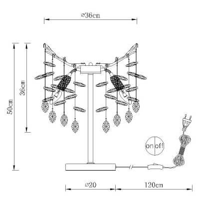 Kryształowa nocna lampka Queena 64138TG glamour bursztynowa złota