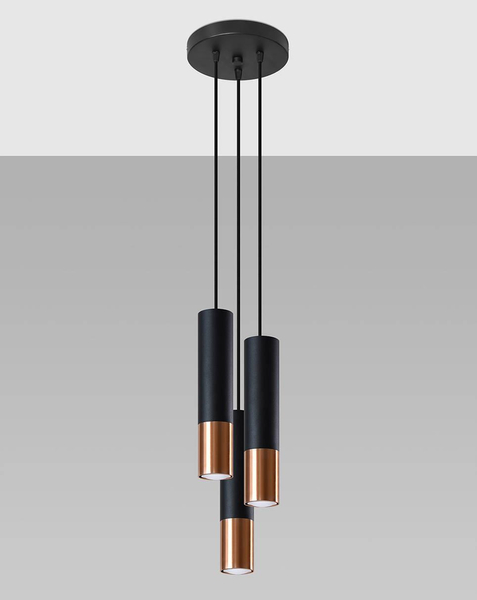 Loftowa LAMPA wisząca SL.0949 modernistyczna OPRAWA metalowy ZWIS kaskada czarna miedź