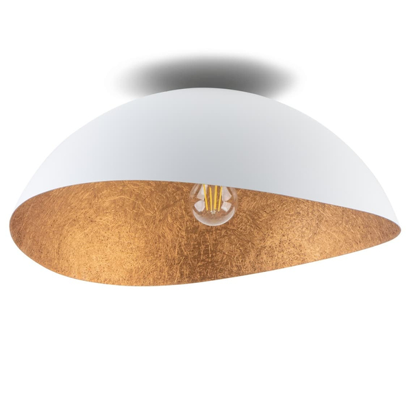 Owalna lampa sufitowa SOLARIS 40619 Sigma kopuła biała miedziana