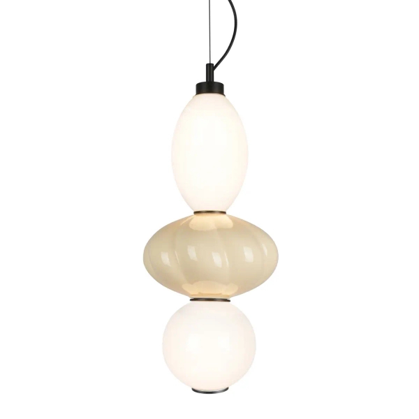 Potrójna zwisająca lampa Tordi PND-94721-2B-YLL ceramiczna biały beżowy