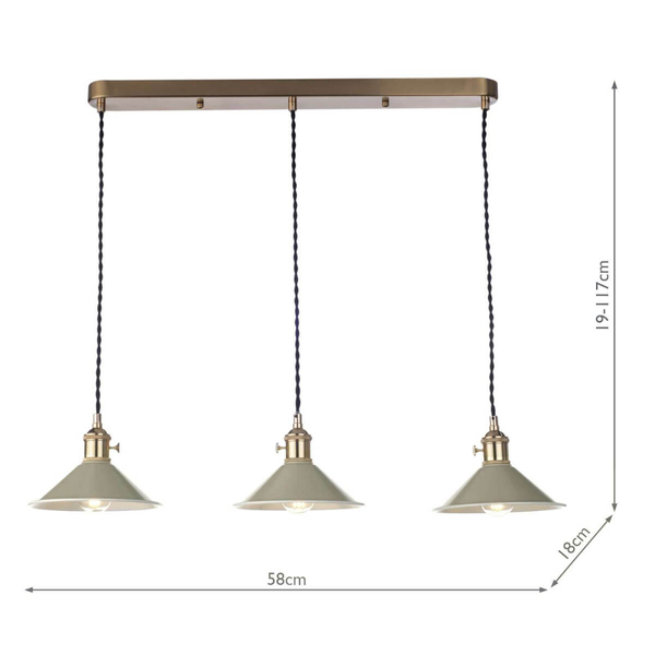 Vintage lampa wisząca do pokoju Hadano HAD3640-06 Dar Lighting mosiądz szara
