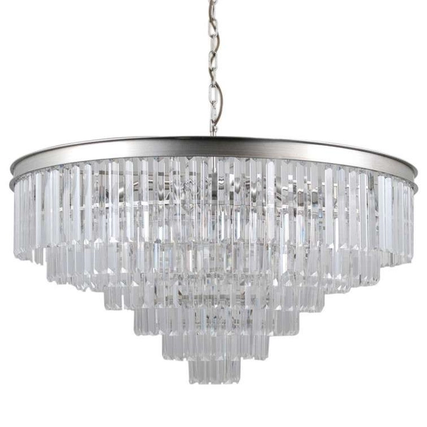 Żyrandol LAMPA glamour VERDES PND-44372-14A-SLVR-BRW Italux pałacowa OPRAWA kryształowy ZWIS szklany srebrny przezroczysty