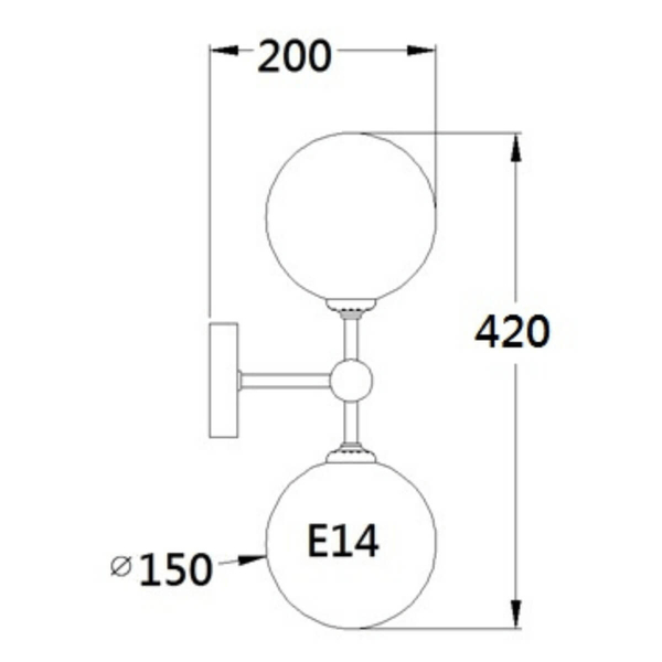 Lampa ścienna kule DORADO LP-002/2W BK Light Prestige loftowy kinkiet czarny biały