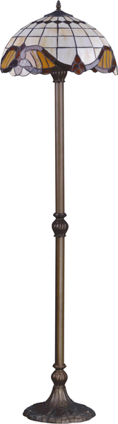 Lampa podłogowa Witraż K-F161122 do salonu brązowa