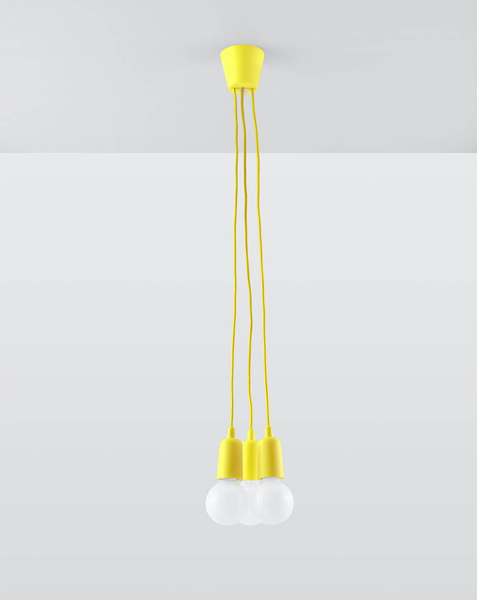 Industrialna LAMPA wisząca SL.0579 OPRAWKA pająk ZWIS przewody kable żółta