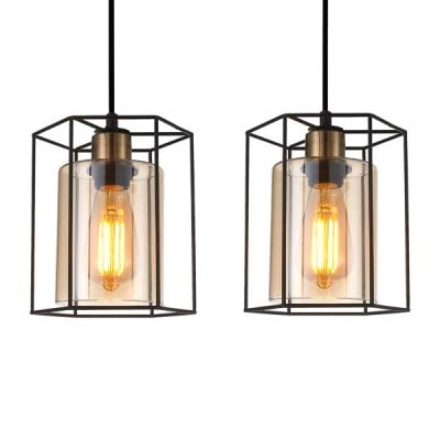 Kaskada lampa wisząca Kalula PND-78901-3-BK+AMB industrial klatki czarne przydymione
