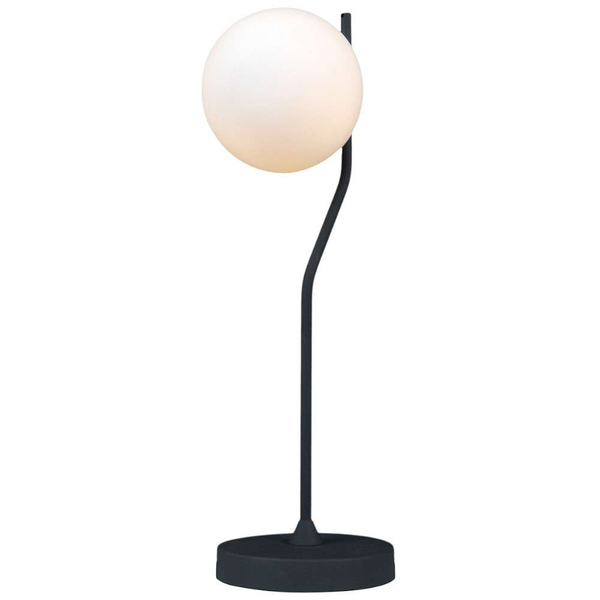 Stojąca LAMPKA biurkowa CARIMI TB-3300-1-BK Italux loftowa LAMPA stołowa szklana kula grafitowa biała