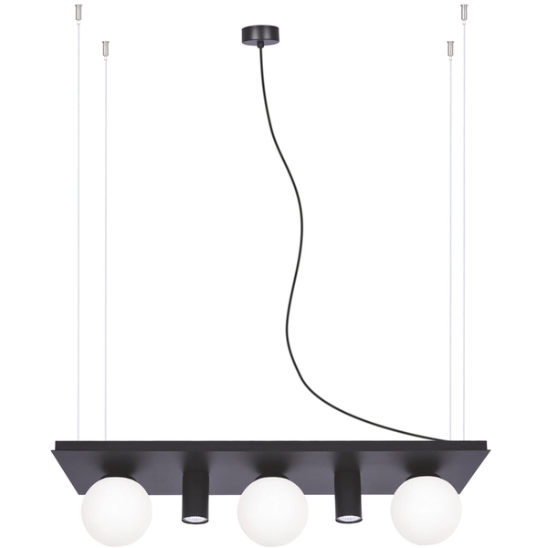 Lampa wisząca Plant Shelf 5555 Zumaline półka na rośliny kule czarne białe