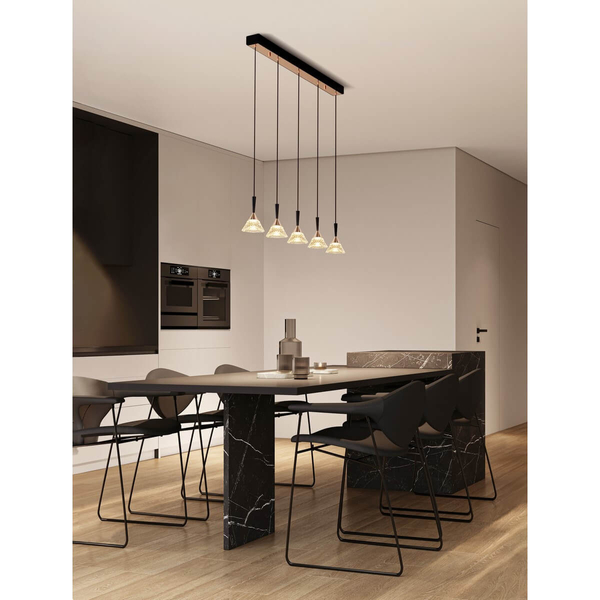 Lampa wisząca na belce GUAY LE44216 LED 30W 3000K crystals czarna złota