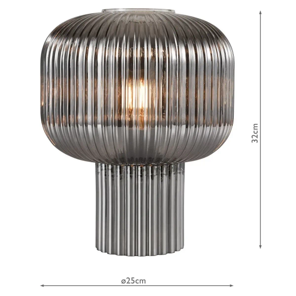 Nocna lampa grzyb Demarius DEM4210 szklana przydymiona czarna