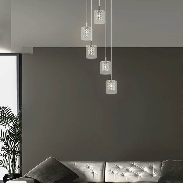 Kaskada lampa wisząca Duchess 3117 5-płomienna do jadalni nad stół chrom