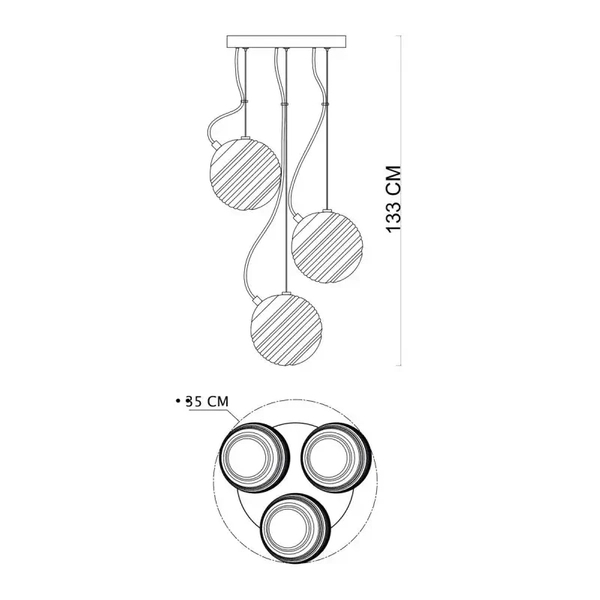 Potrójna lampa zwis Perona PND-92389-3A-BK Italux grafitowy czarny
