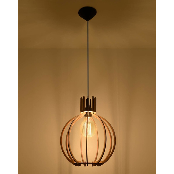 Drewniana lampa wisząca SL.0391 klatka do jadalni nad stół