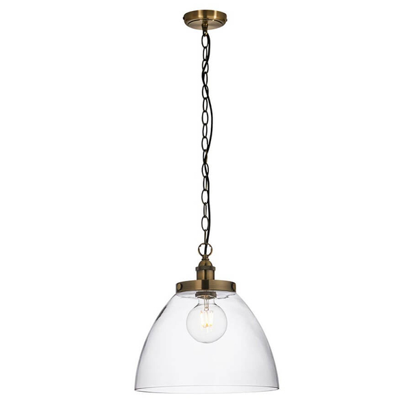 Wisząca lampa nad stół Hansen Grand 102926 szklana mosiądz przezroczysta