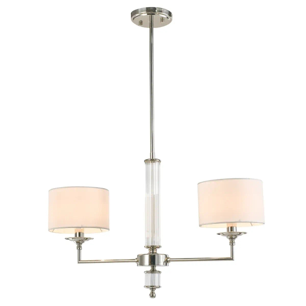 Podwójna lampa wisząca SUTTON P02453NI-WH z abażurami biała nikiel