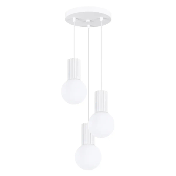 Ryflowana lampa wisząca HALO SL.1710 potrójna kule białe