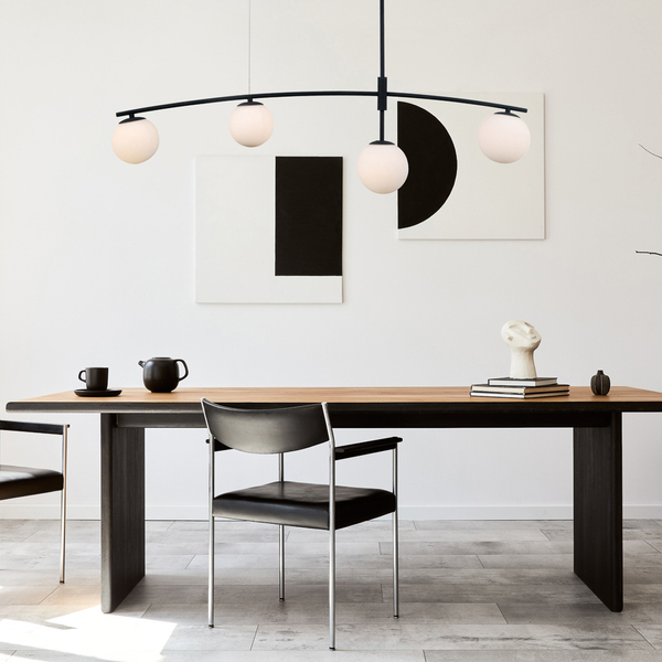 Modernistyczna LAMPA wisząca SENAI PND-31322-4A-SB Italux metalowa OPRAWA szklane kule zwis czarny