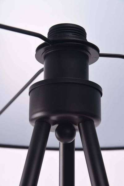 Okrągła lampa podłogowa Finn do sypialni trójnóg szara chrom