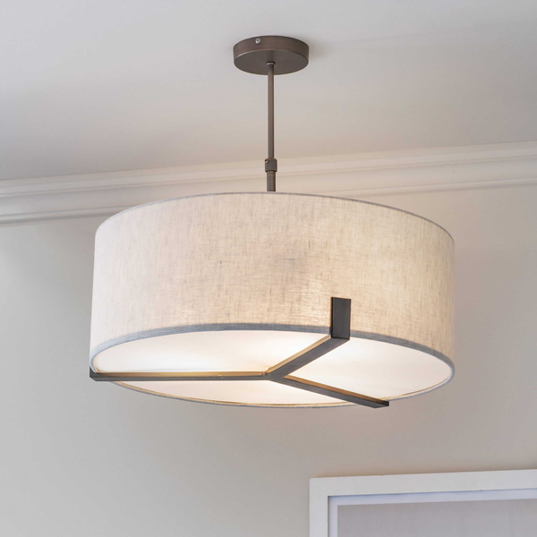 Regulowana lampa wisząca Hayfield 72635 Endon abażur beżowy brązowy