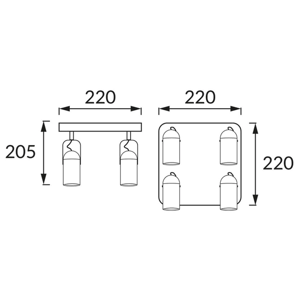 Wielopunktowa lampa natynkowa Lofta 04396 Ideus regulacja czarny