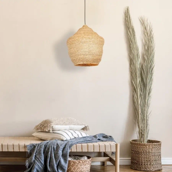 Naturalna wisząca lampa 22161 pleciona boho brązowa