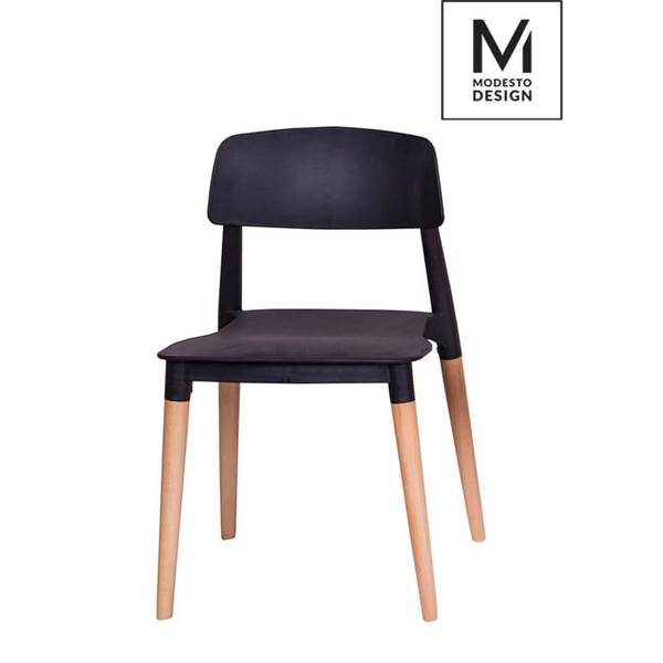Krzesło z bukową podstawą Ecco C1015.BLACK King Home polipropylen czarne