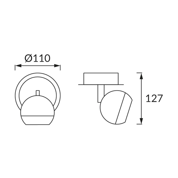 Ścienna lampa regulowana Kombi metalowa kula biała czarna