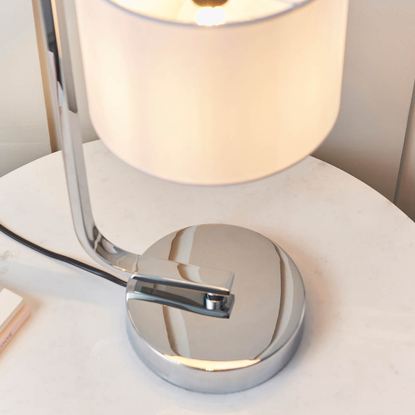 Stołowa lampka z abażurem Canning CANNING-TLCH chrom biały