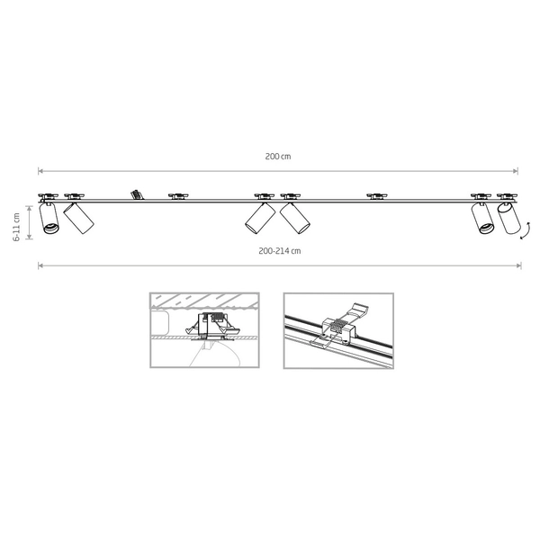 6-punktowa lampa sufitowa Mono 7748 podtynkowa metalowe reflektorki złote
