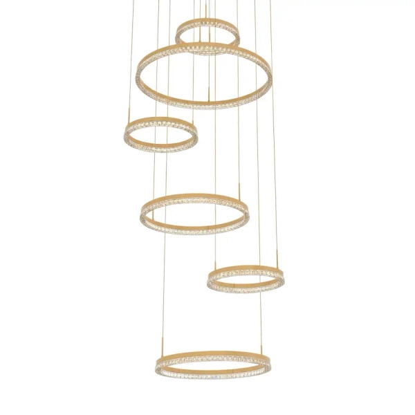 Pierścieniowa lampa wisząca Hall LP-7098/7P GD LED 300W 3000-5700K złota