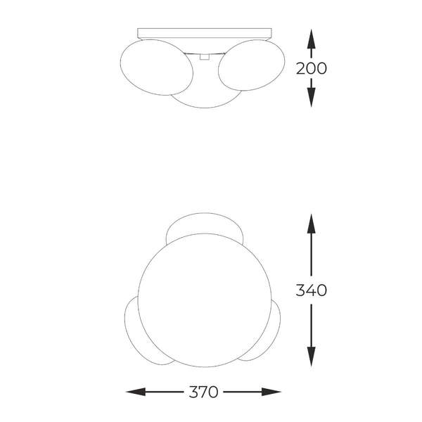 Sufitowa lampa potrójna Omi 1191 Zumaline okrągła szklana biała złota