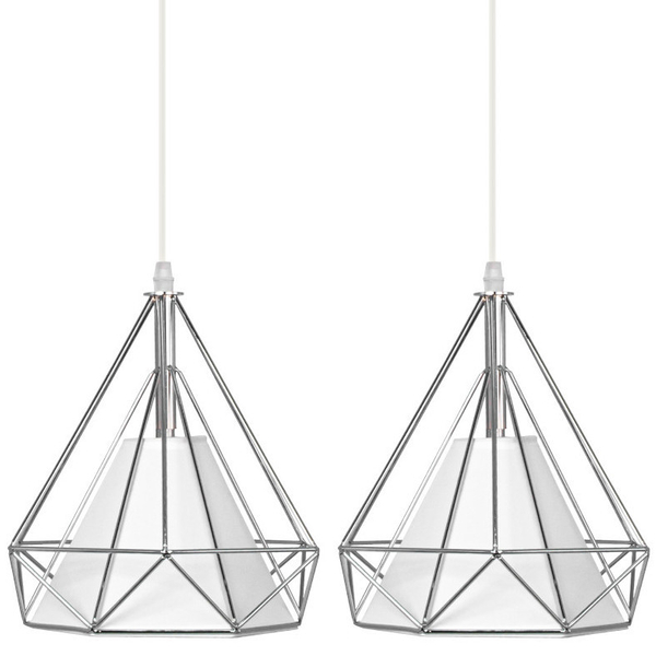 Druciana LAMPA wisząca 8803/3 ZWIS - 02 Elem metalowa OPRAWA loftowy ZWIS piramidy chrom białe