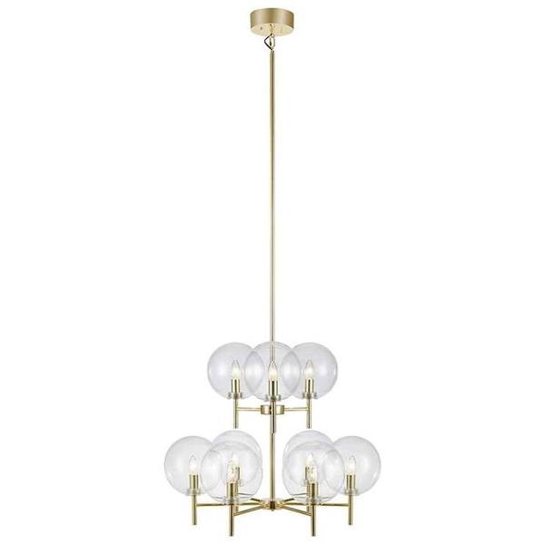 Żyrandol LAMPA wisząca CROWN 107920 Markslojd loftowa OPRAWA skandynawski ZWIS szklane kule balls sticks mosiądz przezroczyste