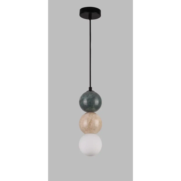 Kulista lampa wisząca ALICE G9 do salonu kule balls okrągłe potrójna P0665 zielona beżowa