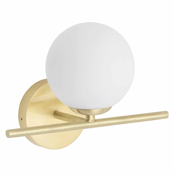 Okrągły kinkiet Aralia 10527 IP44 bańka metalowy szklany biały złoty