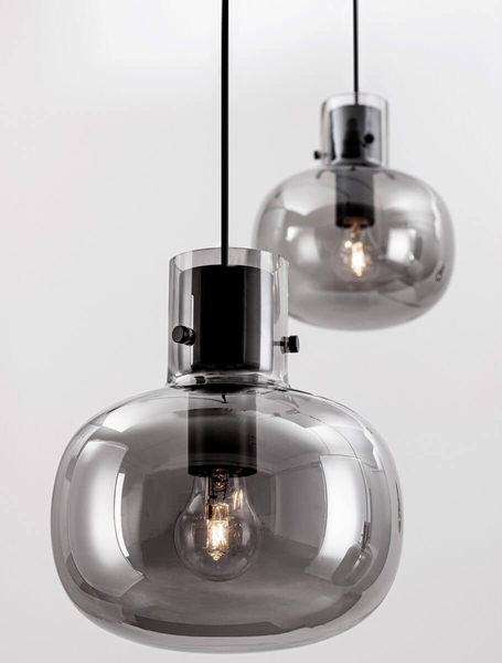 Podwieszana lampa salonowa Padre stylowa czarna przydymiona