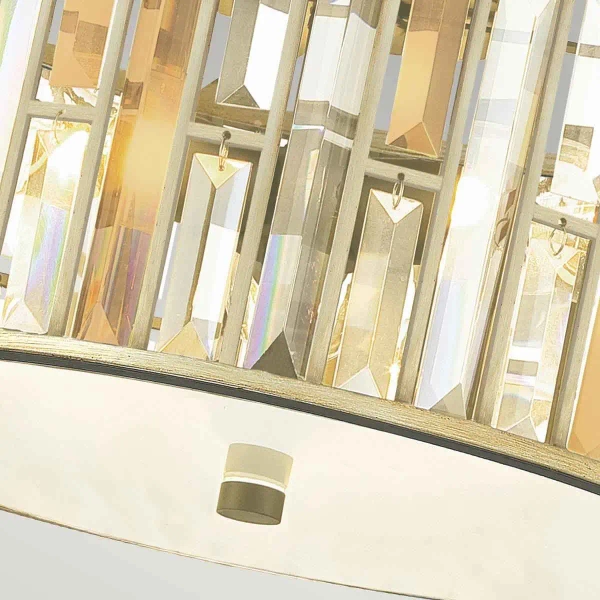 LAMPA sufitowa GEMMA HK-GEMMA-F-SL Elstead HINKLEY metalowa OPRAWA plafon kryształy srebrno złote bursztynowe przezroczyste