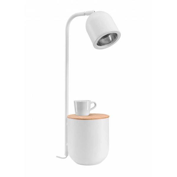 Gabinetowa lampka Botanica Wood 41100101 Kaspa skandynawska biała drewniana