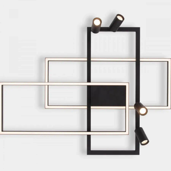 Plafon metalowy 22020 LED 32W+20W 3000K ramki tuby czarne