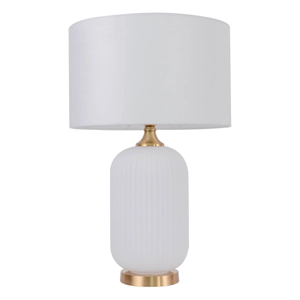 Lampka nocna do sypialni Tamiza LP-1515/1T big white z abażurem biała złota