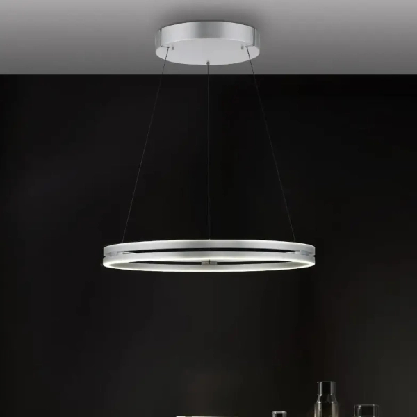 Lampa wisząca PUREE-LOOP srebrna pierścieniowa LED 53W 2700-5000K ring zmienna barwa 2551-95