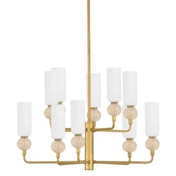 Metalowy żyrandol glamour CORVIZO LE45277 do salonu złoty biały