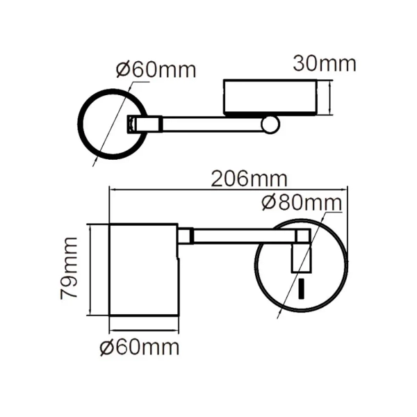 Kinkiet ścienny regulowany Snow LP-731N/1WL BK z włącznikiem czarny