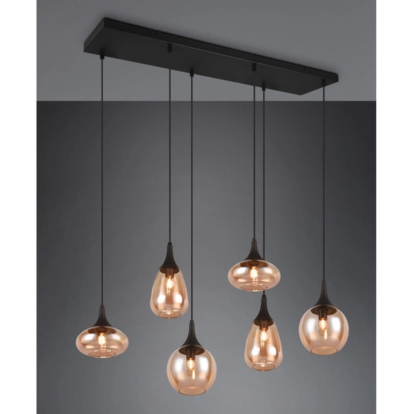 Wielopunktowa lampa zwieszana VESTARI DL613317000 czarna bursztynowa