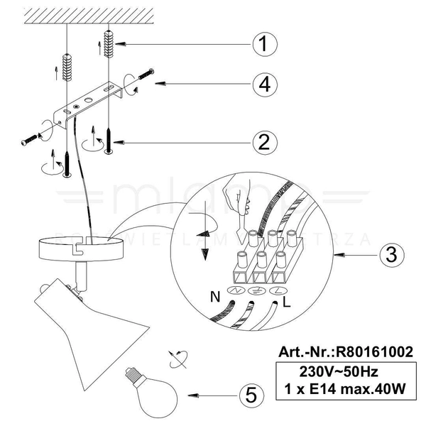 Kinkiet LAMPA ścienna NINA R80161002 RL Light industrialna OPRAWA metalowa loft czarna złota